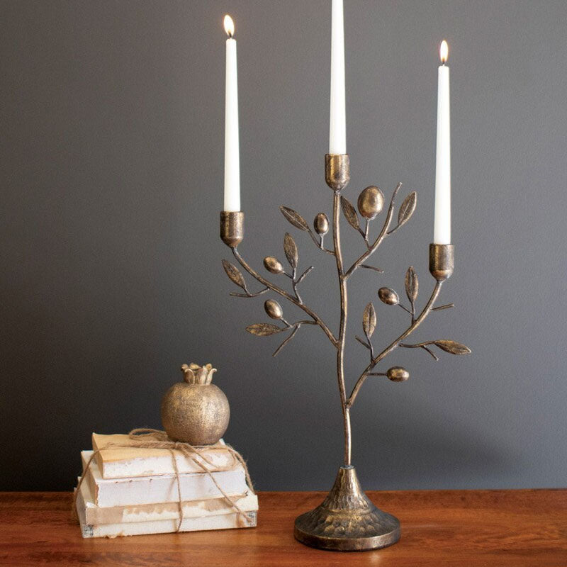Fruit Tree Antique Brass Candelabra