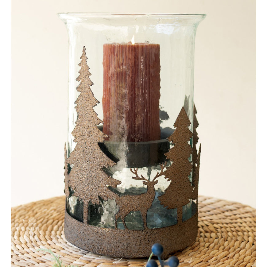 Metal Christmas Trees and Deer Cylinder Wrap Set of 2
