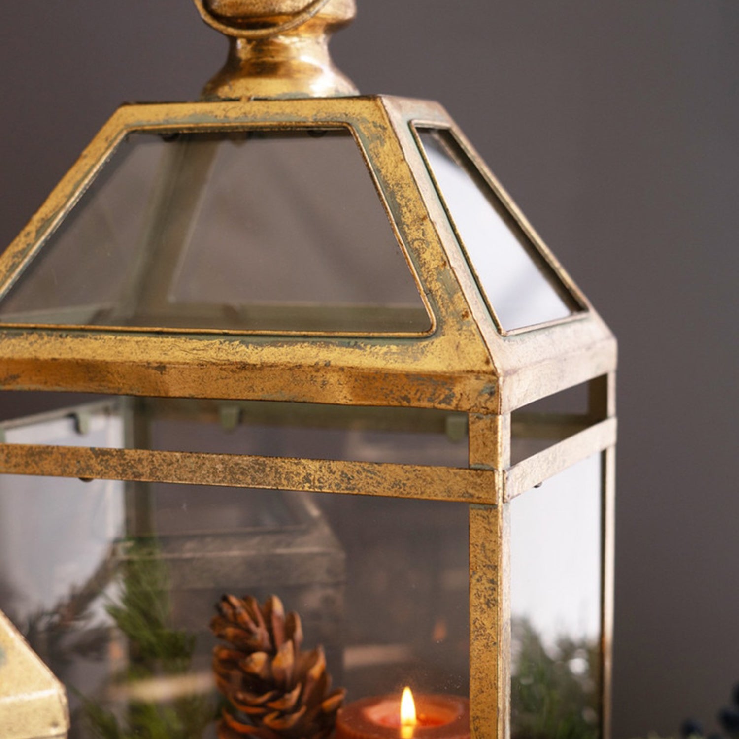 Antique Gold Christmas Lantern Set of 2