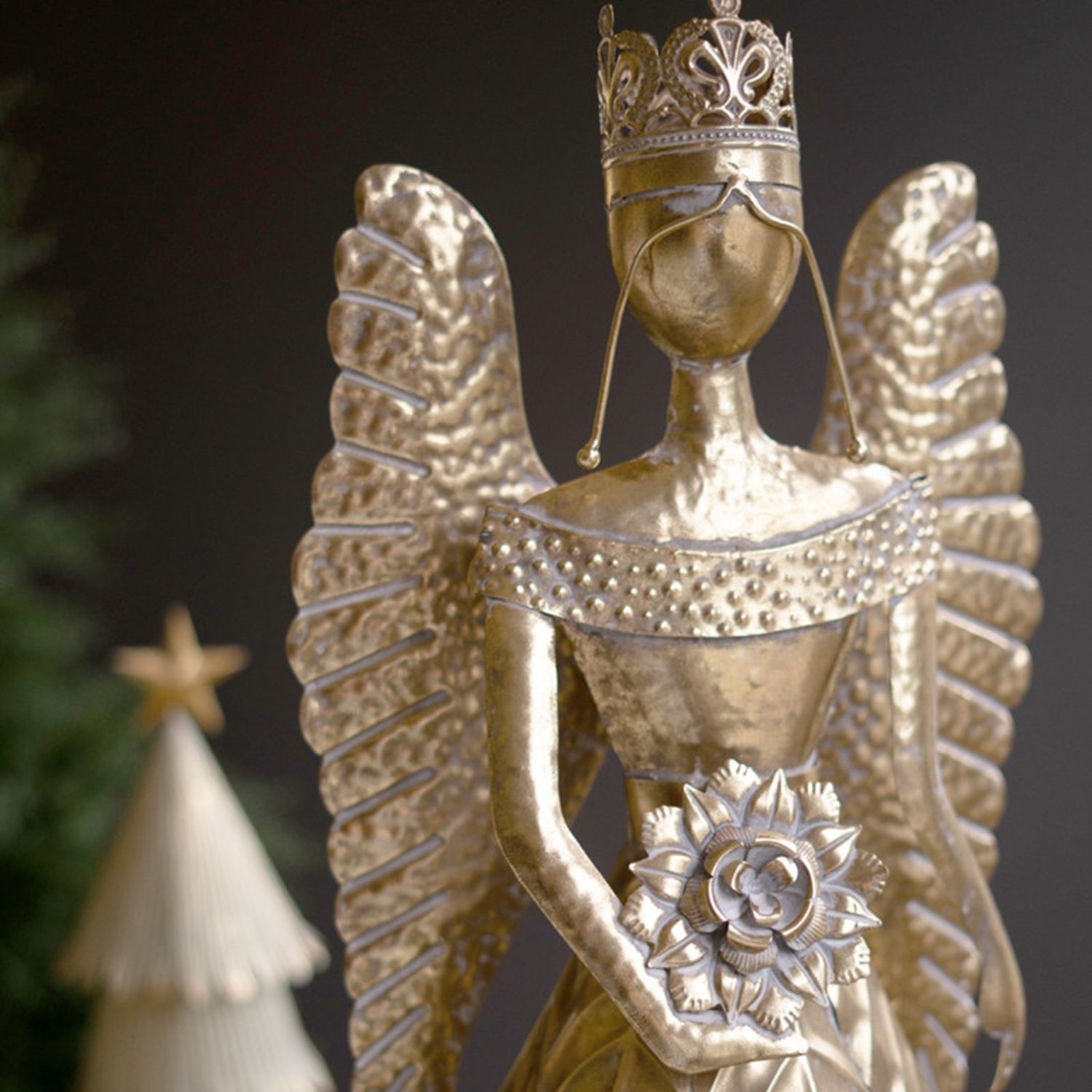 Large Table Top Metal Christmas Angel