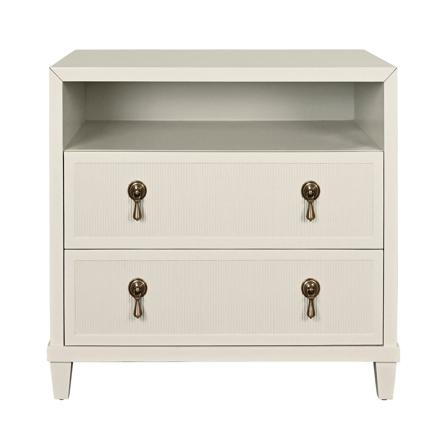 Worlds Away Corine Antique White Two Drawer Side Table