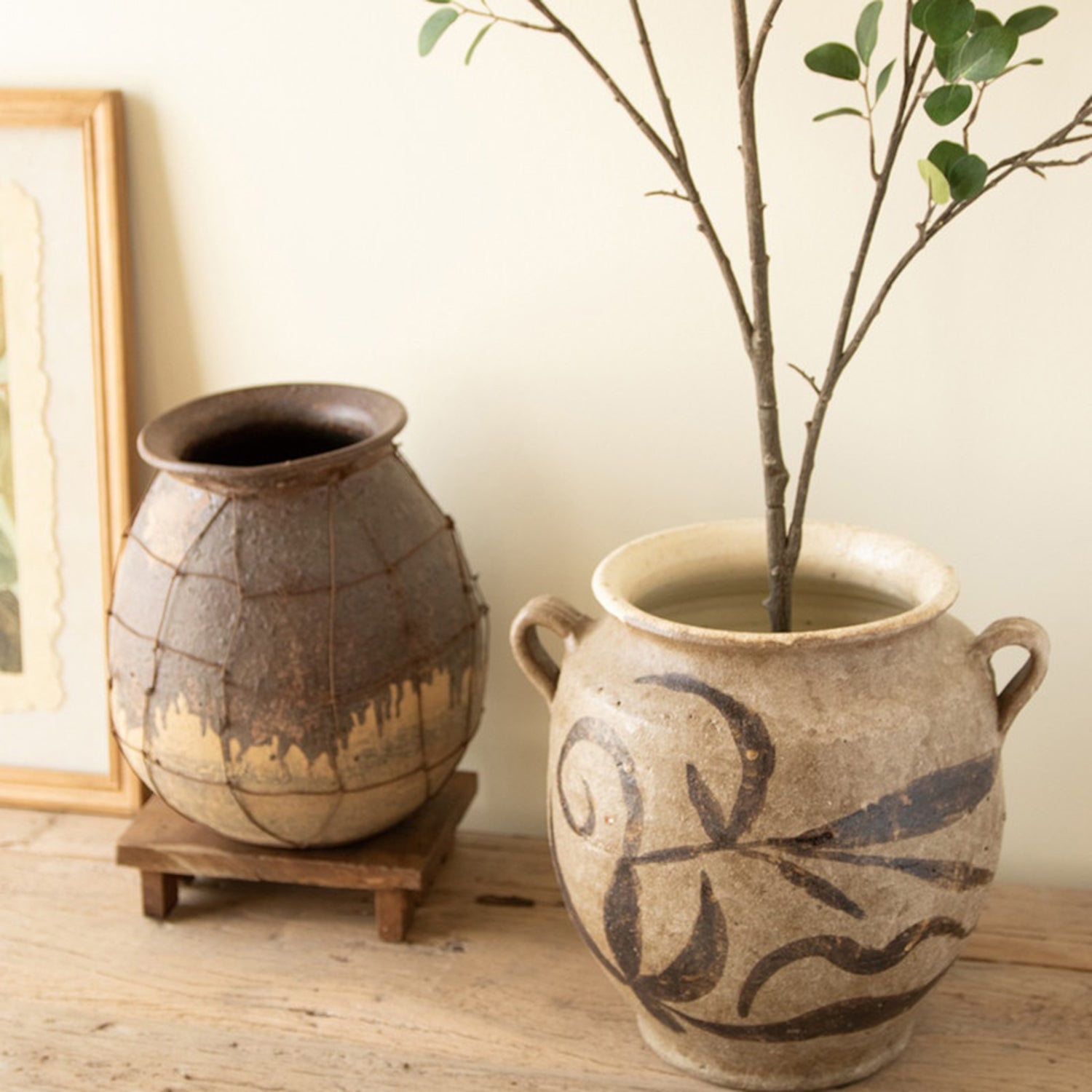 Rustice Ceramic Vessel with Two Handles