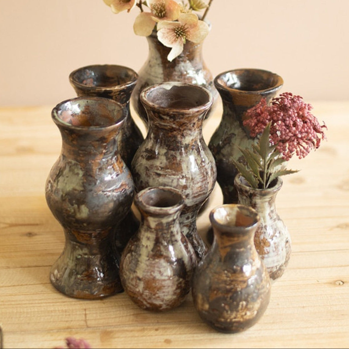 Rustic Bud Vase Set of 9