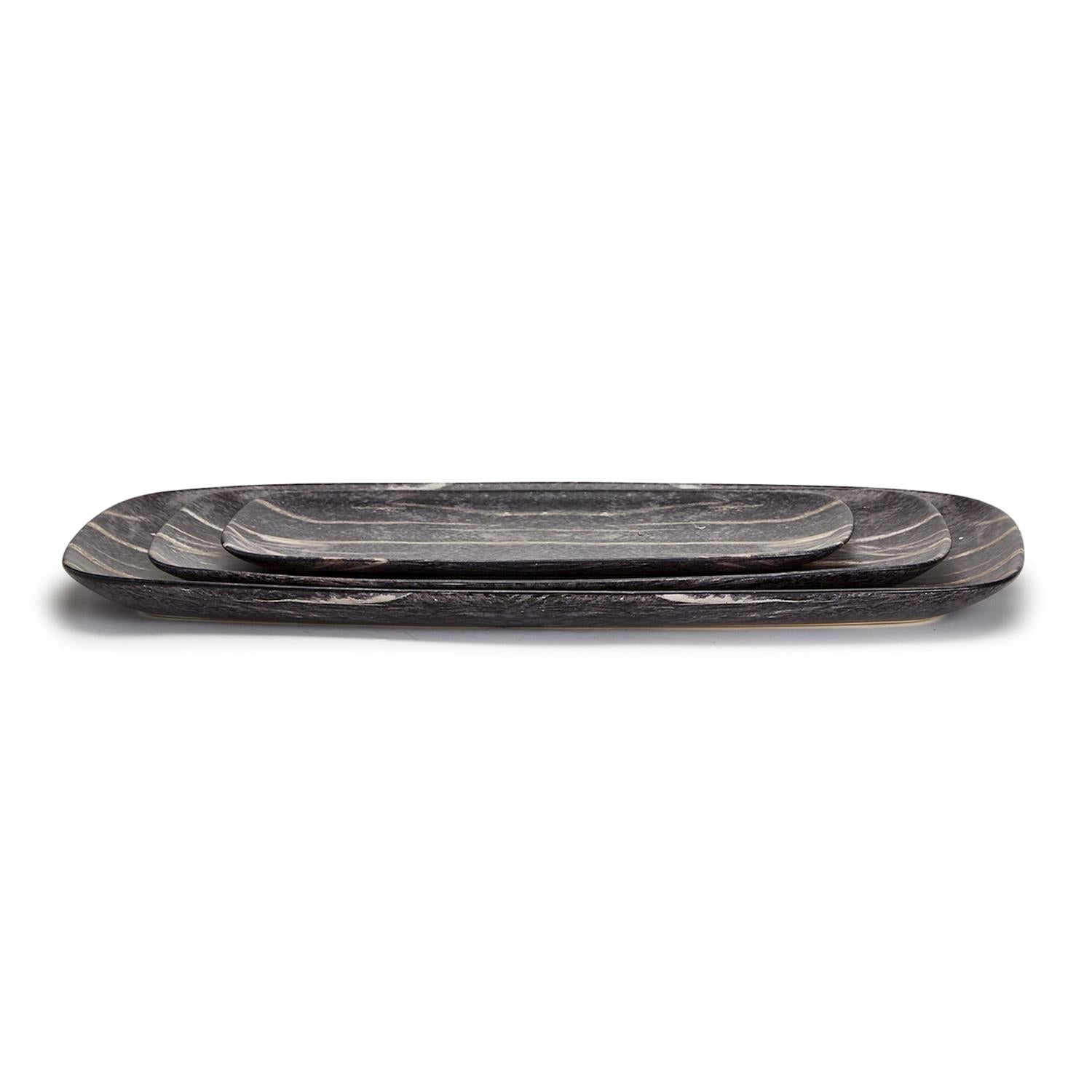 Faux Wood Platter Set of 3