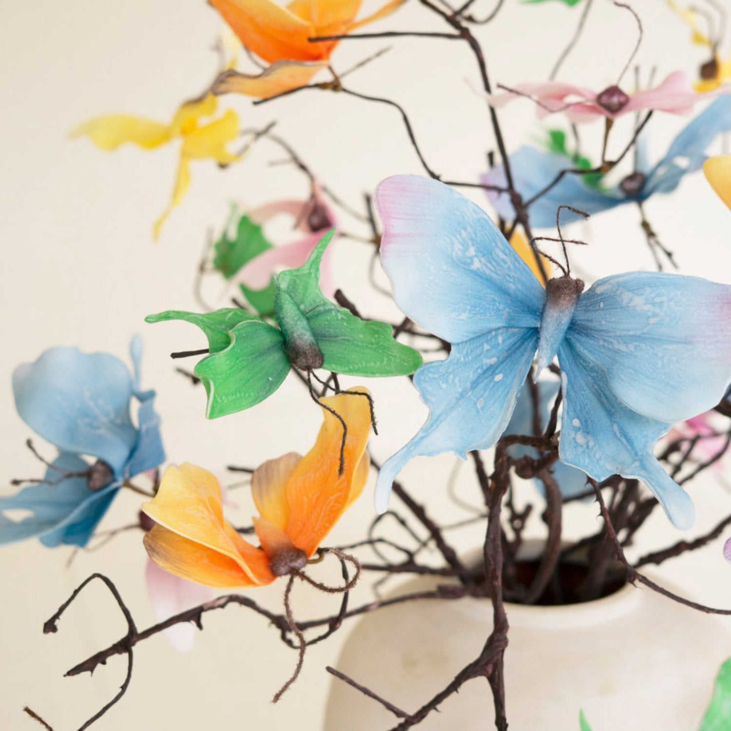 Mixed Colorful Butterflies Stem Set of 6