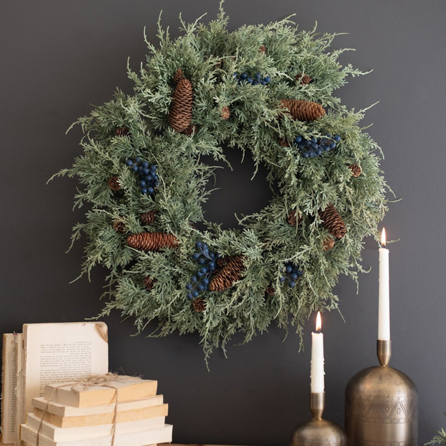 Faux Fir Christmas Wreath with Berries