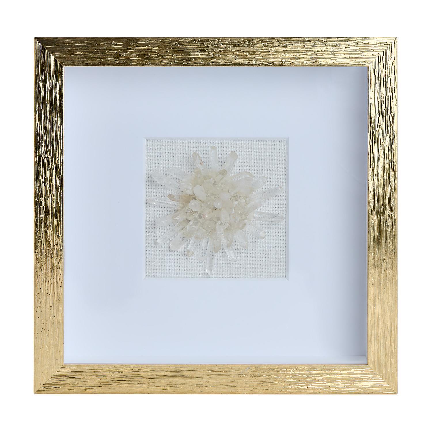 Clear Crystal Cluster Flower Shadow Box Wall Art