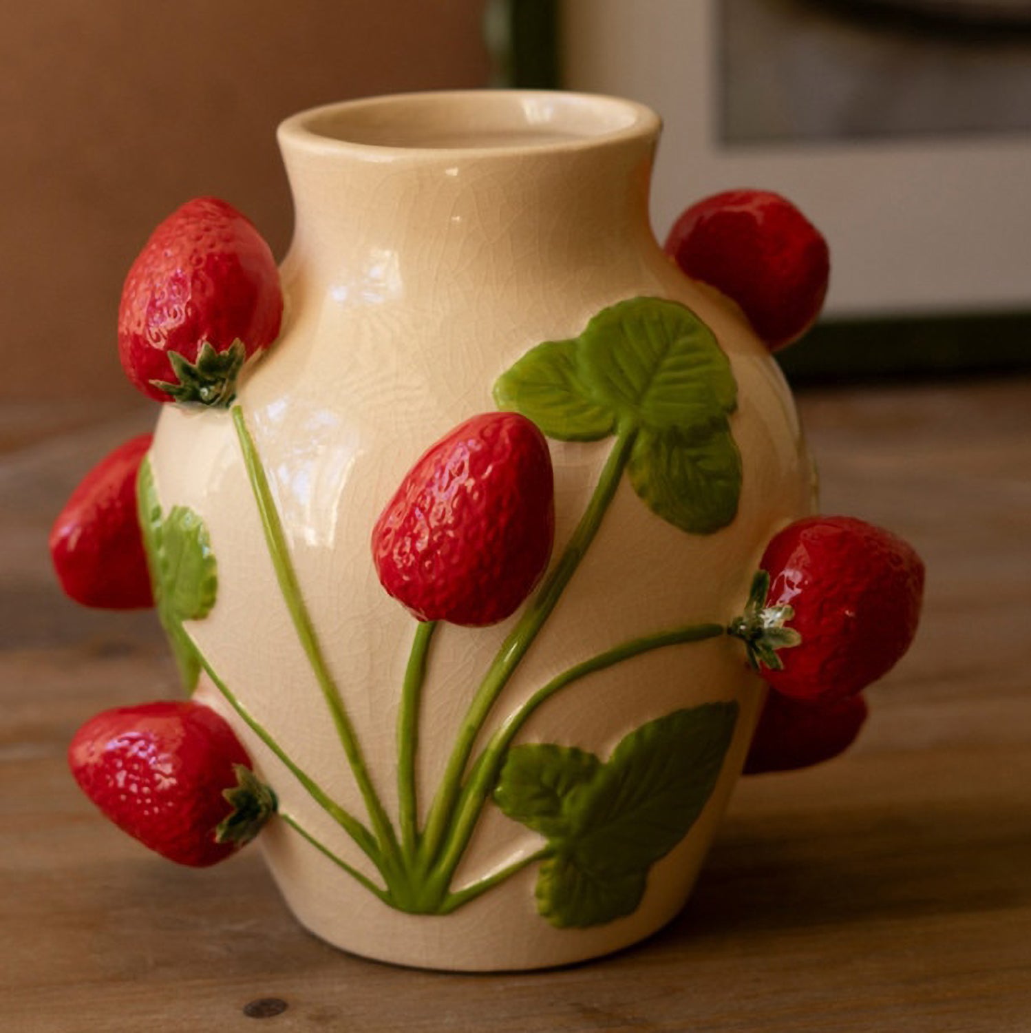 Ceramic Strawberries Vase