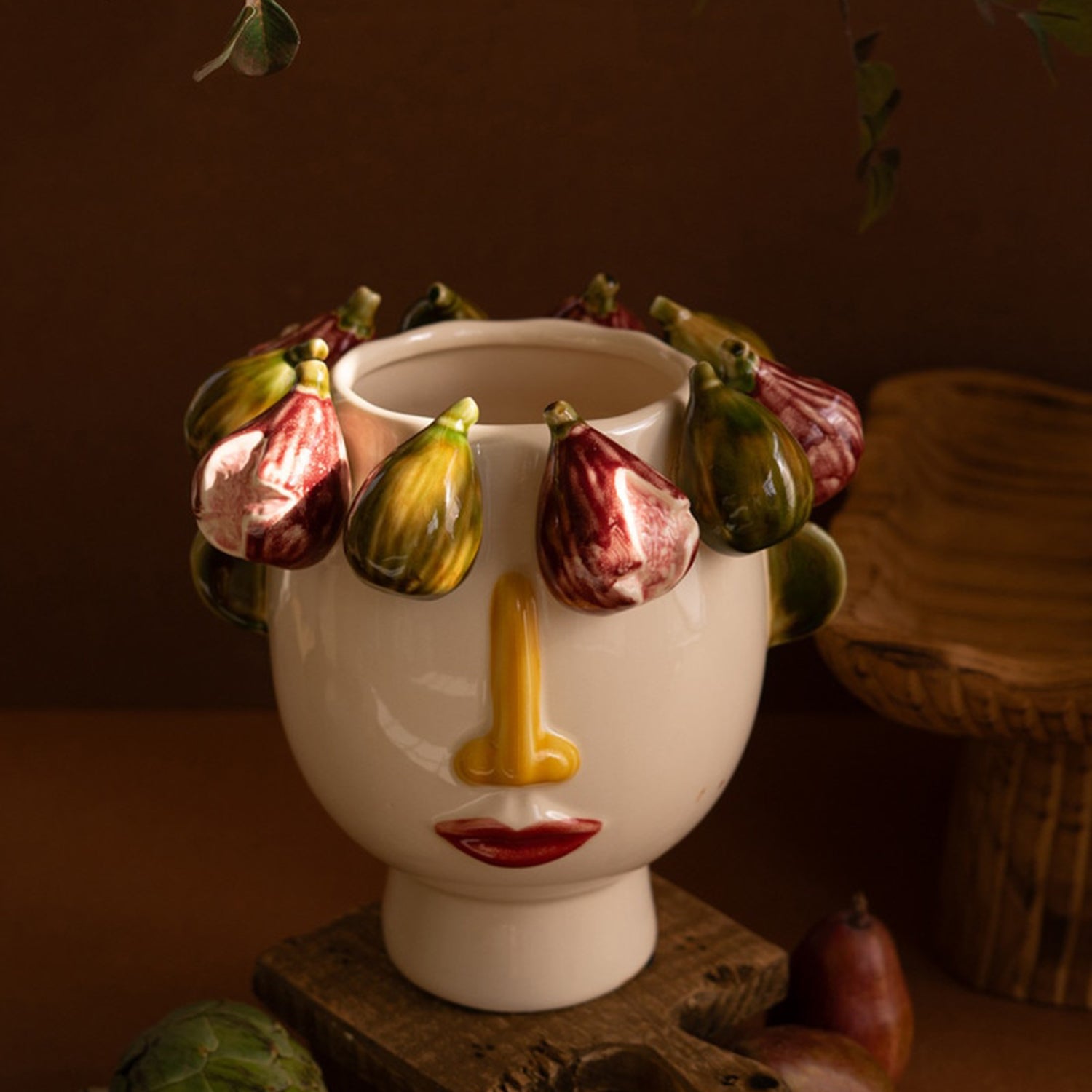 Ceramic Head Vase with Figs