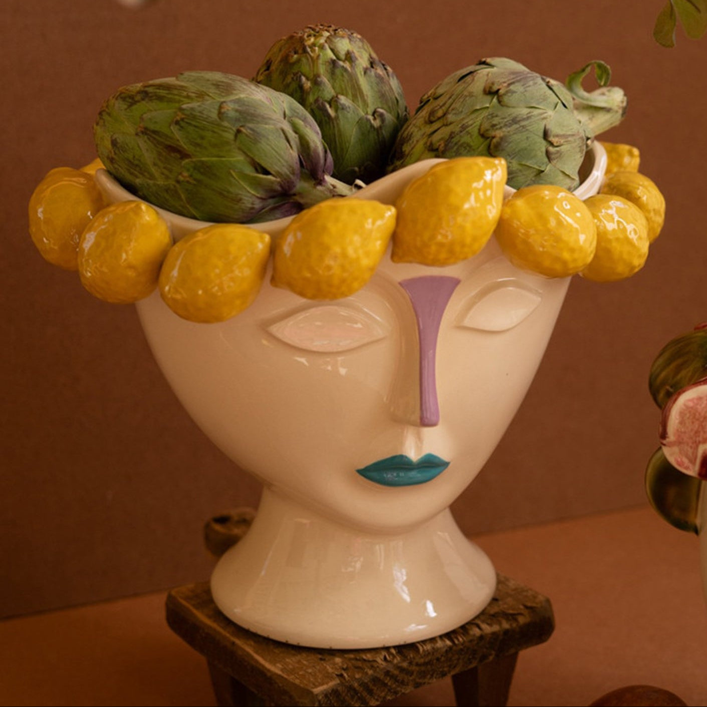 Ceramic Head Vase with Lemons