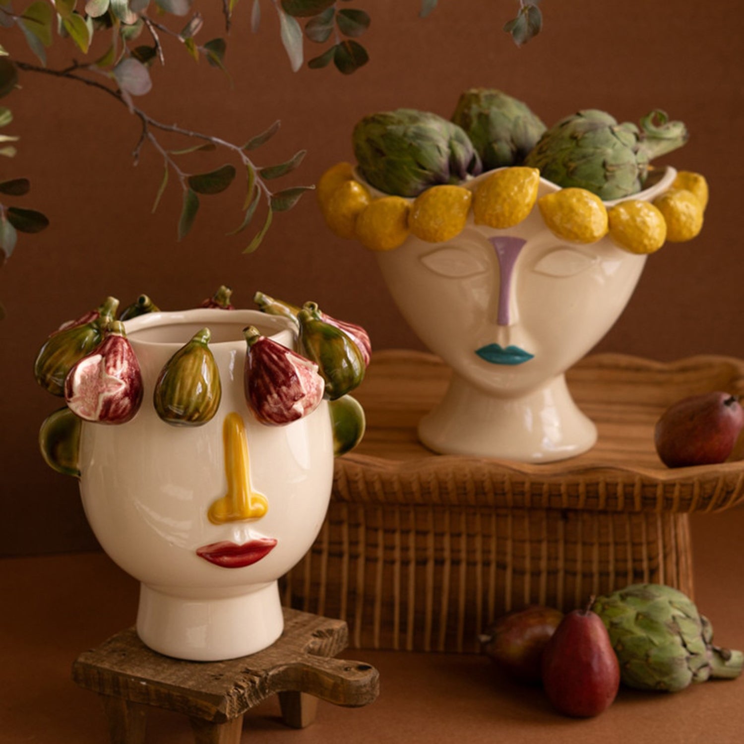 Ceramic Head Vase with Lemons