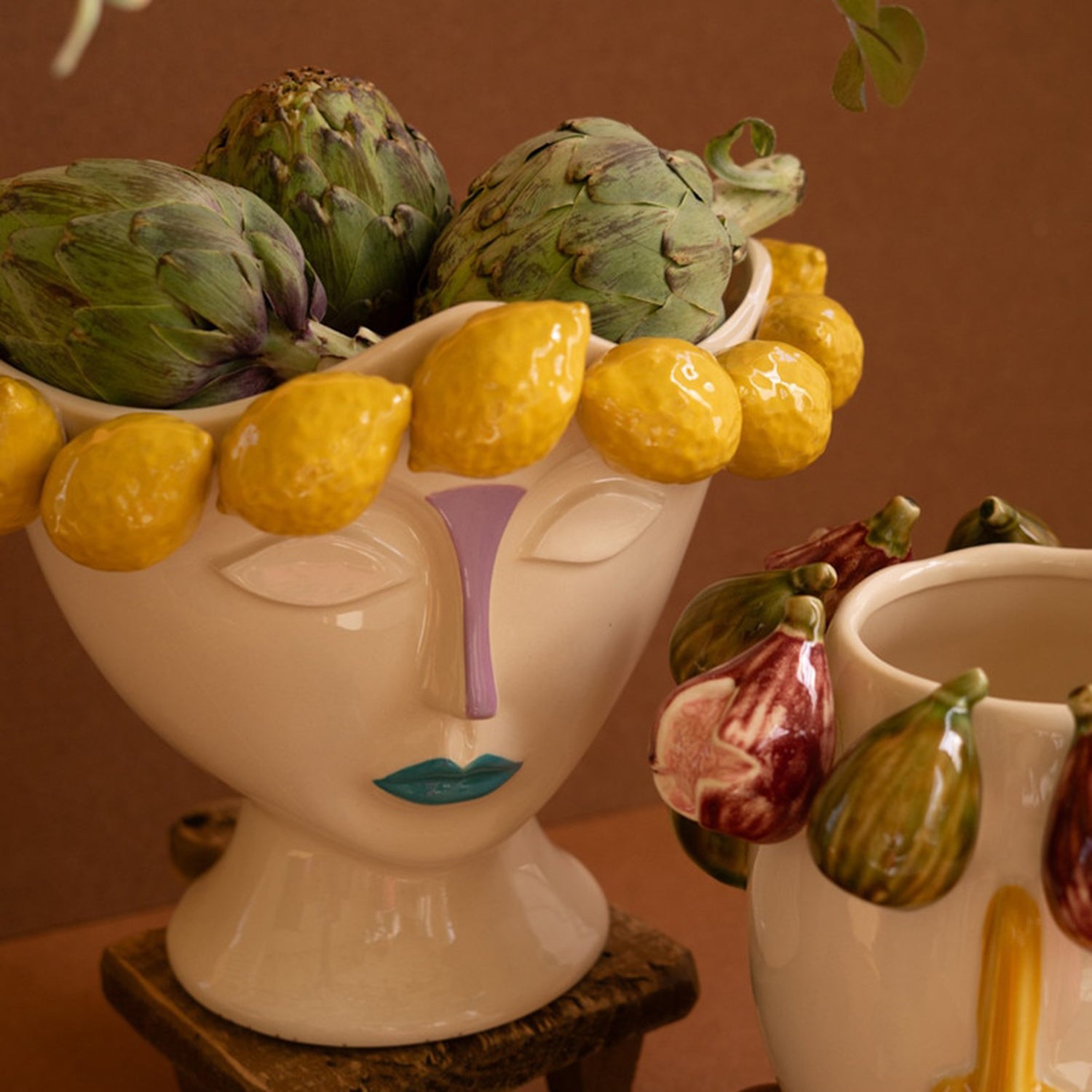 Ceramic Head Vase with Lemons