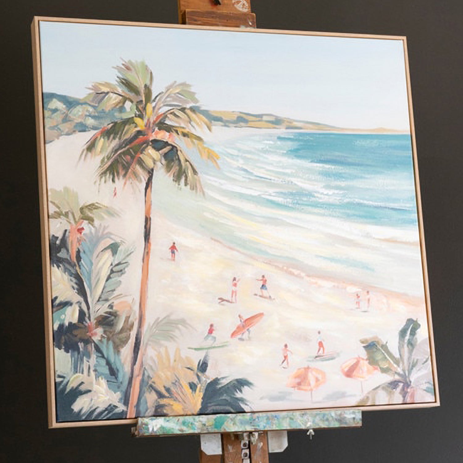 ACRYLIC CANVAS PAINTING TUTORIAL Beach Palm Tree, image size:1500x1500