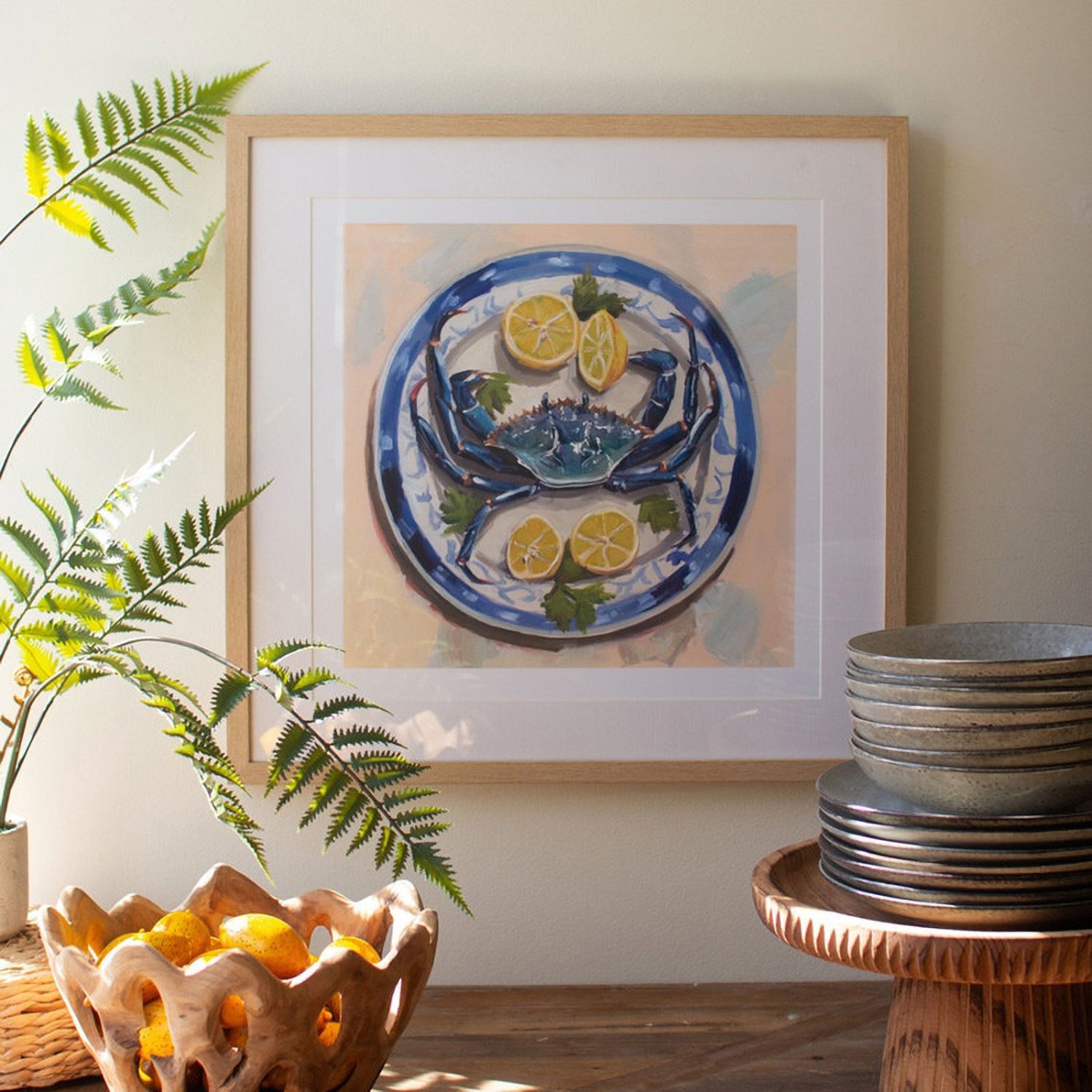 Crab Dinner Print Framed Artwork