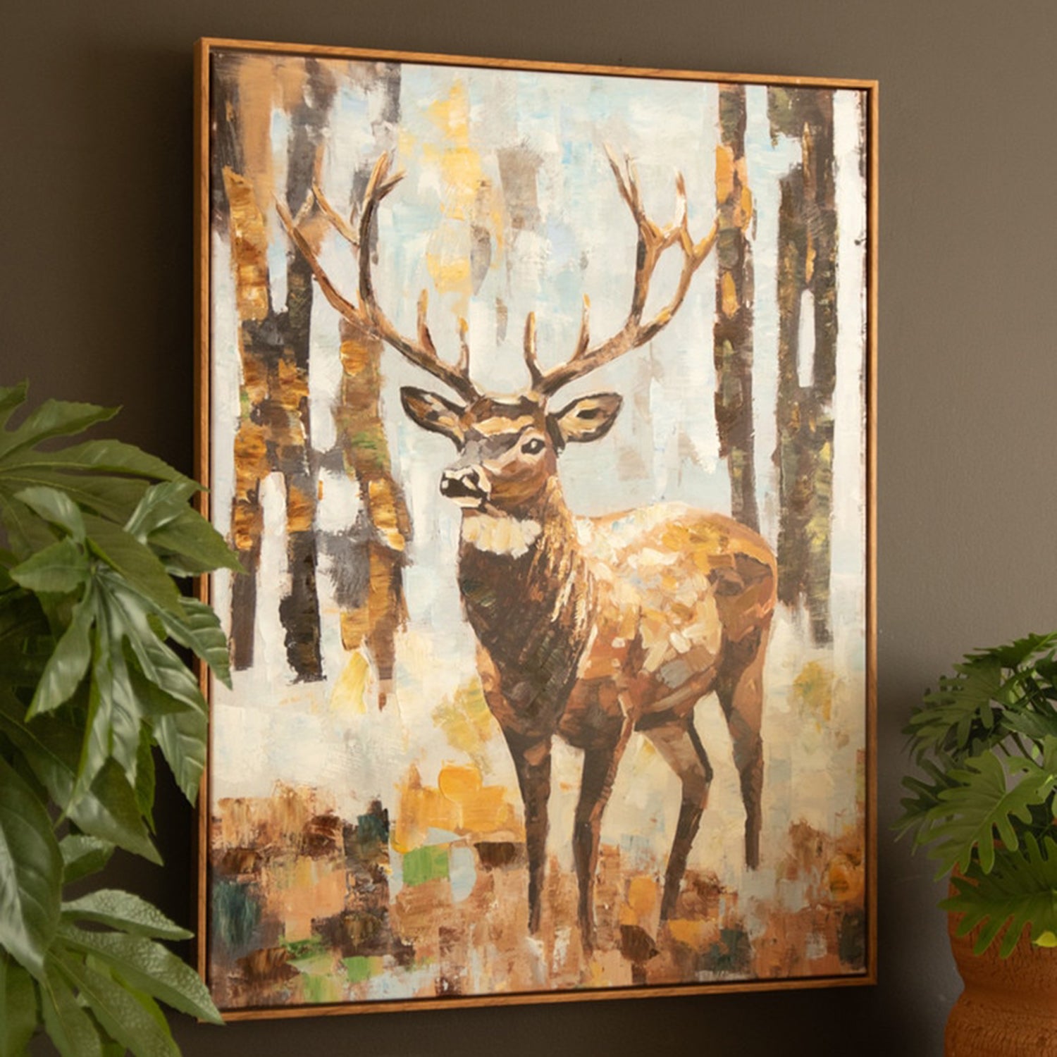 Deer Framed Paint over Print