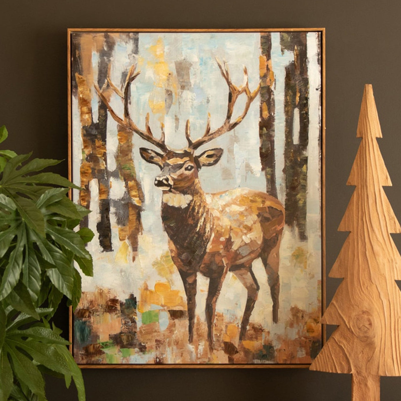 Deer Framed Paint over Print