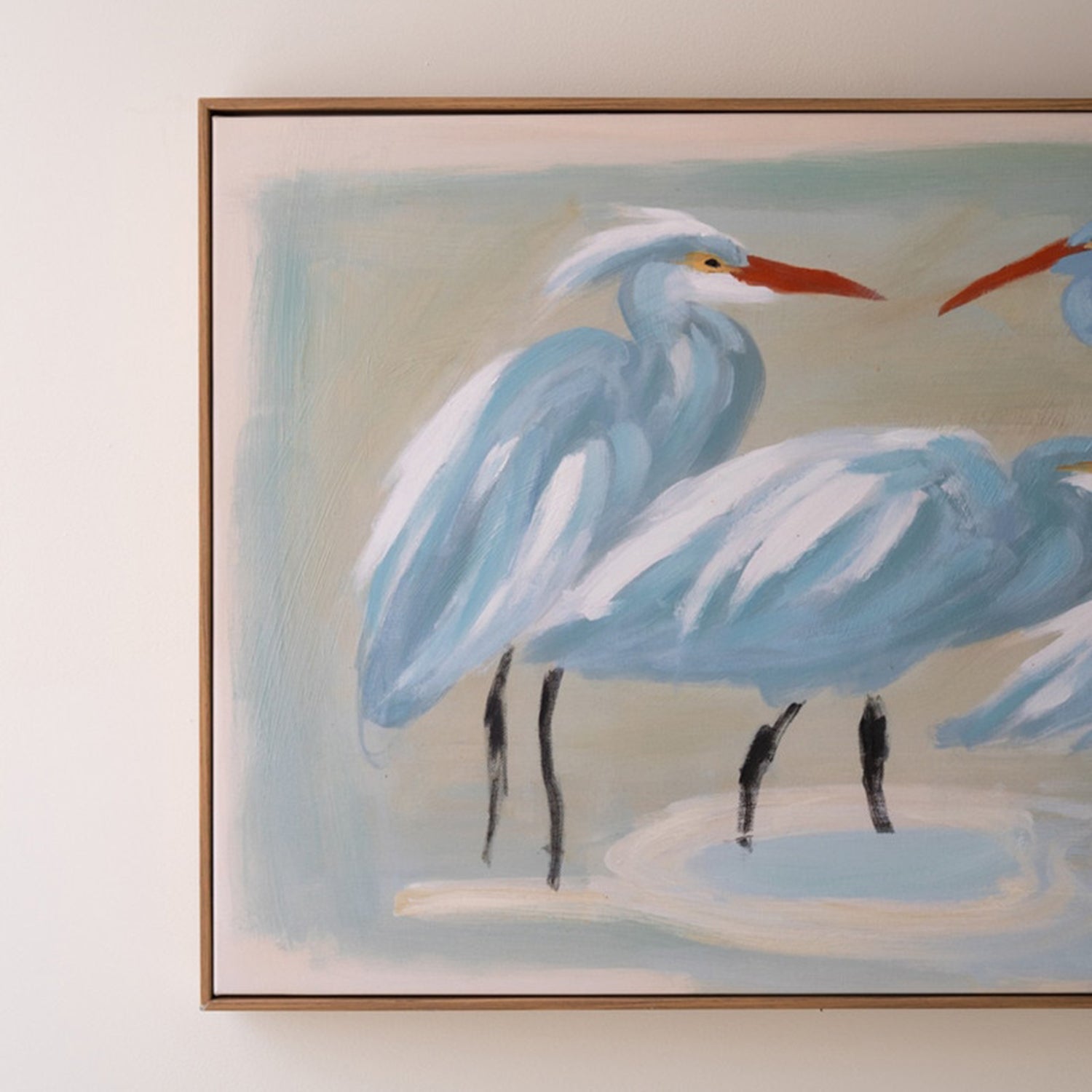 Eight Shore Birds Framed Paint over Print