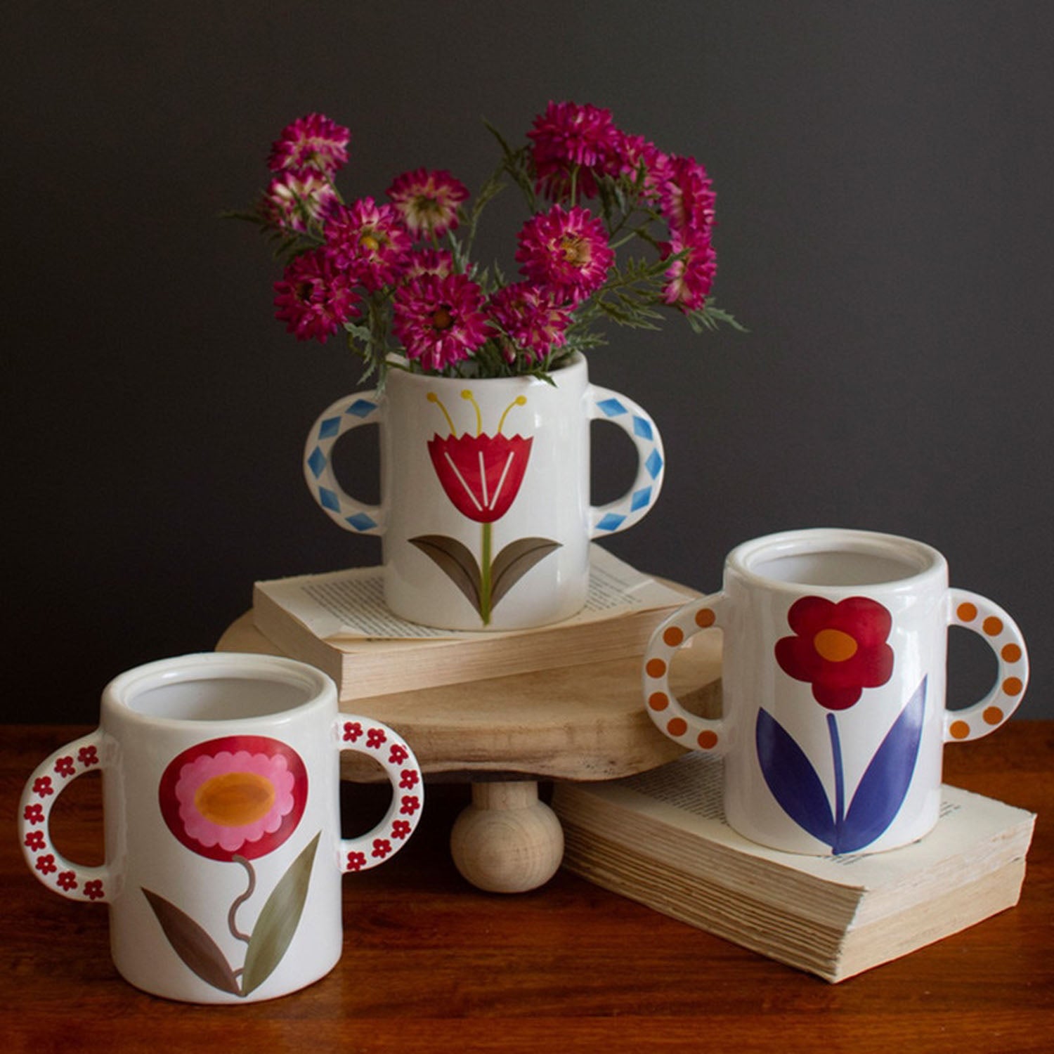 Double Handle Vase Set of 3