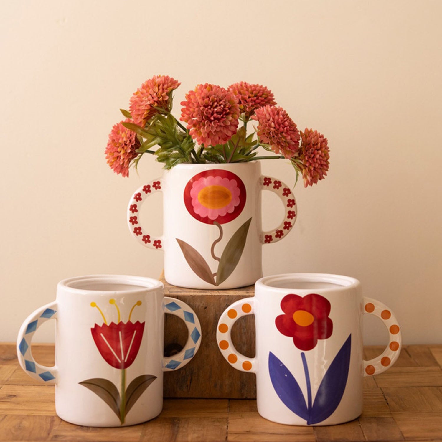 Double Handle Vase Set of 3