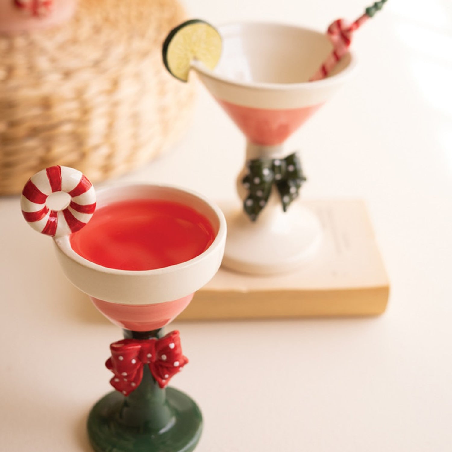 Ceramic Christmas Martini Glass Set of 2