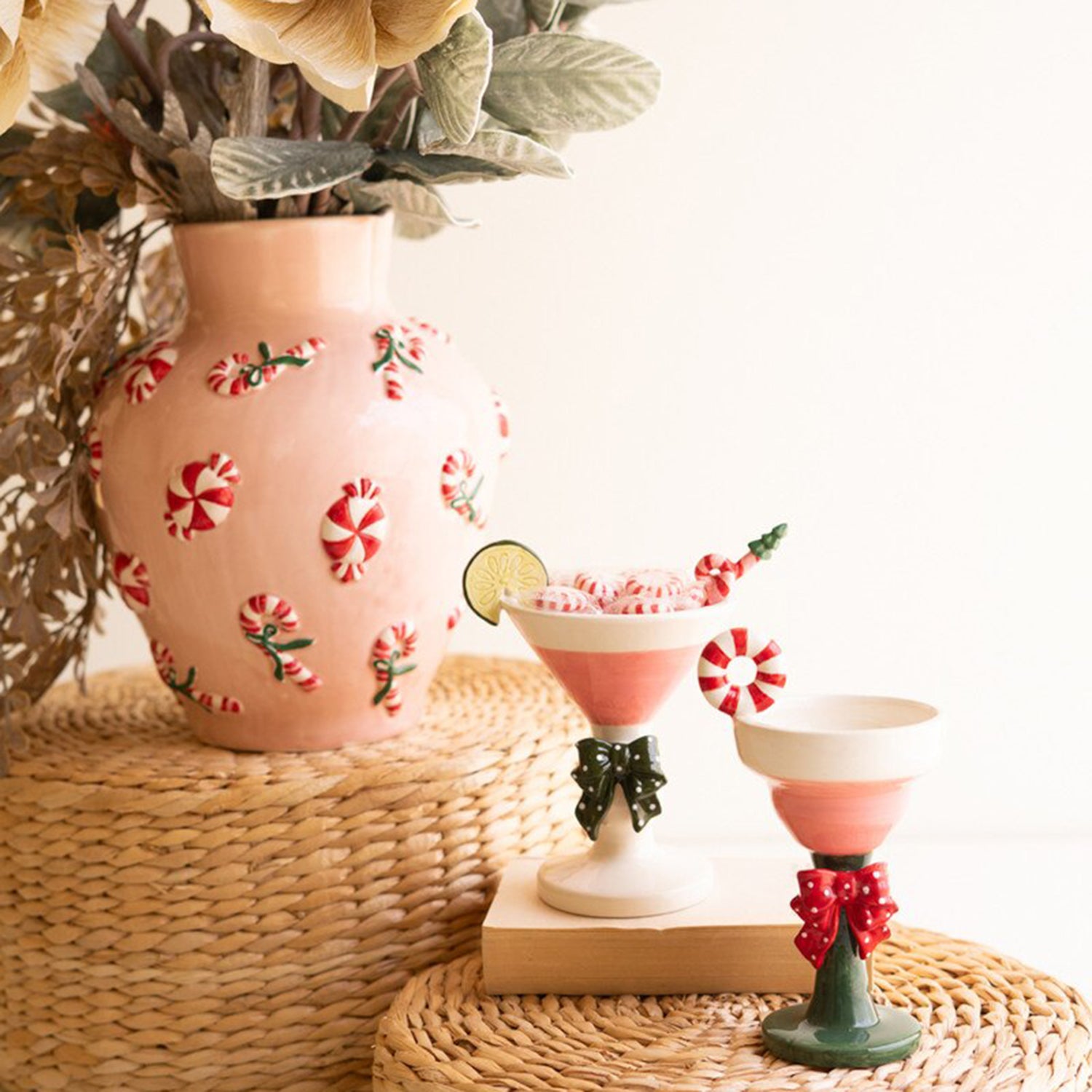 Ceramic Christmas Martini Glass Set of 2