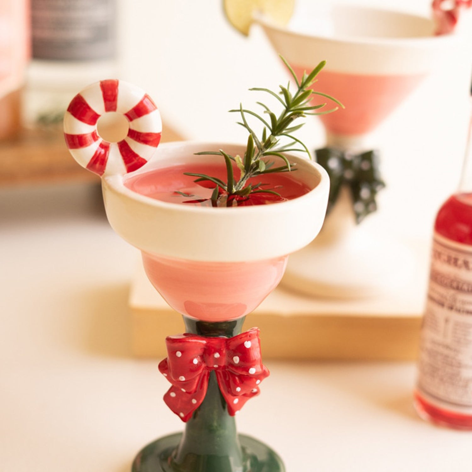 Ceramic Christmas Martini Glass Set of 2