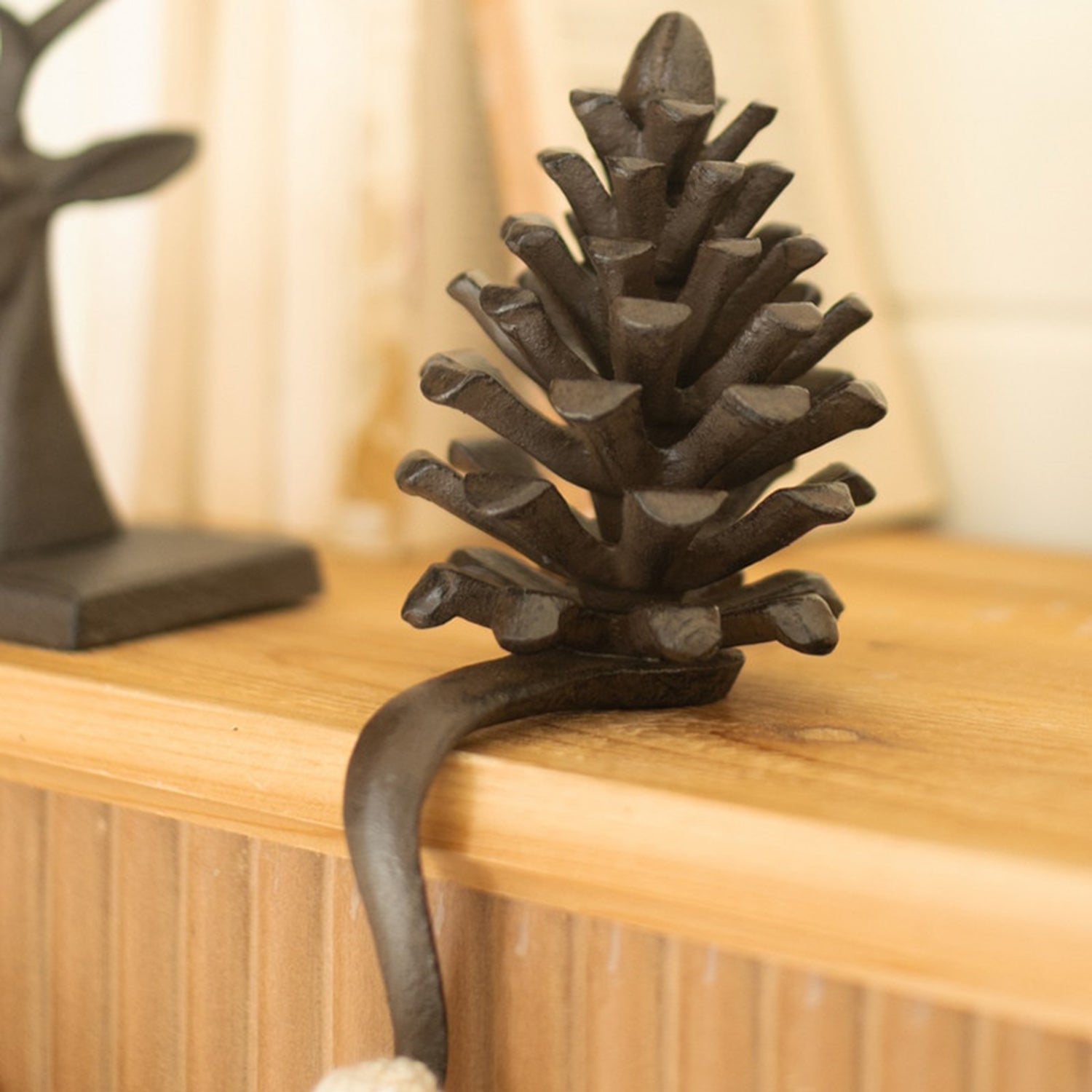 Pinecone Cast Iron Stocking Holder Set of 2