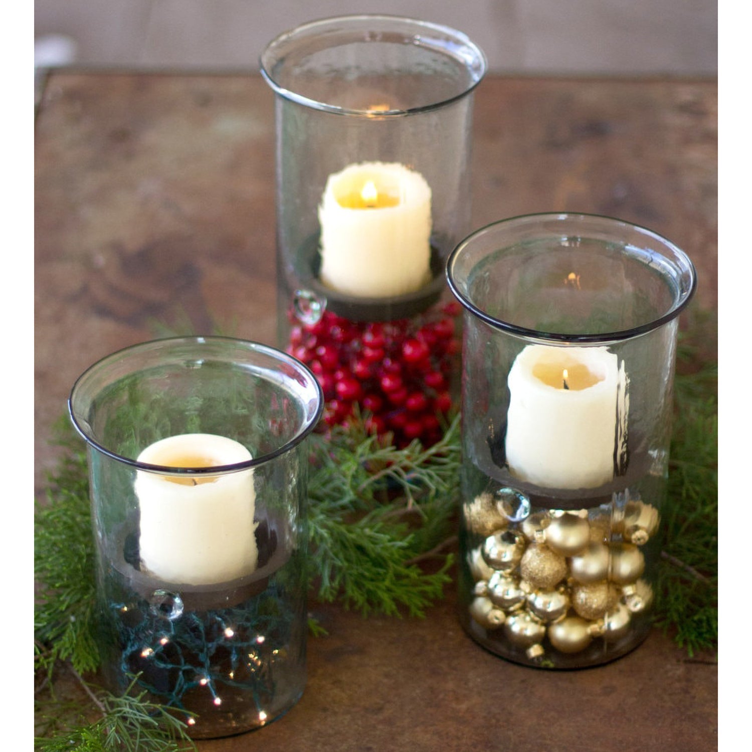 Mini Glass Candle Cylinder Set of 2