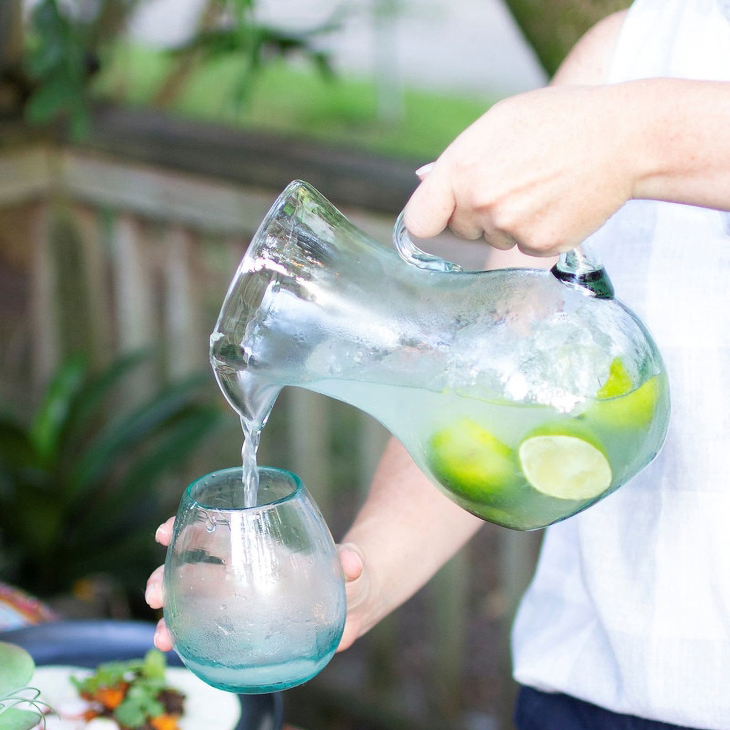 Small Glass Tilted Pitcher