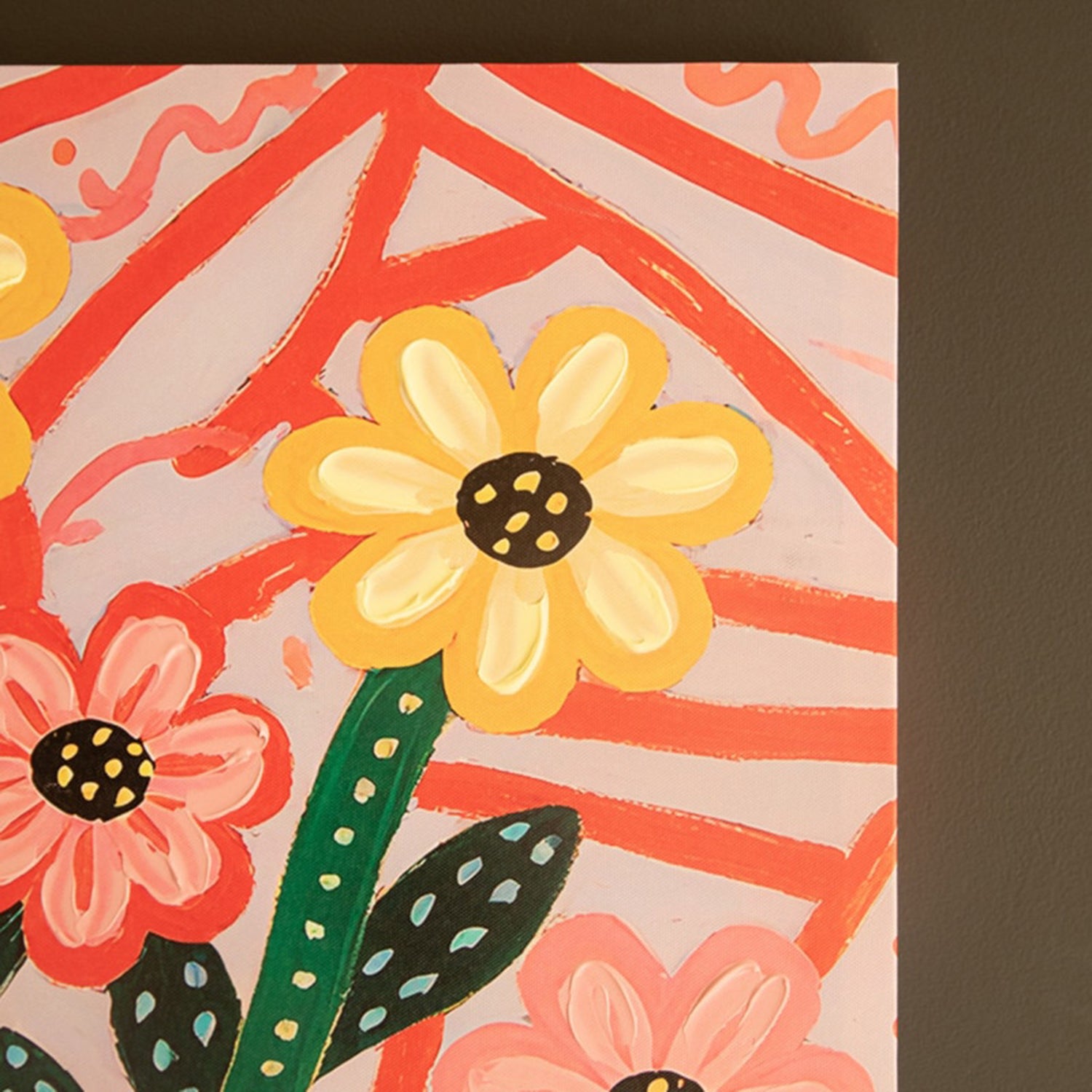 Flowers in a Vase Canvas Paint over Print
