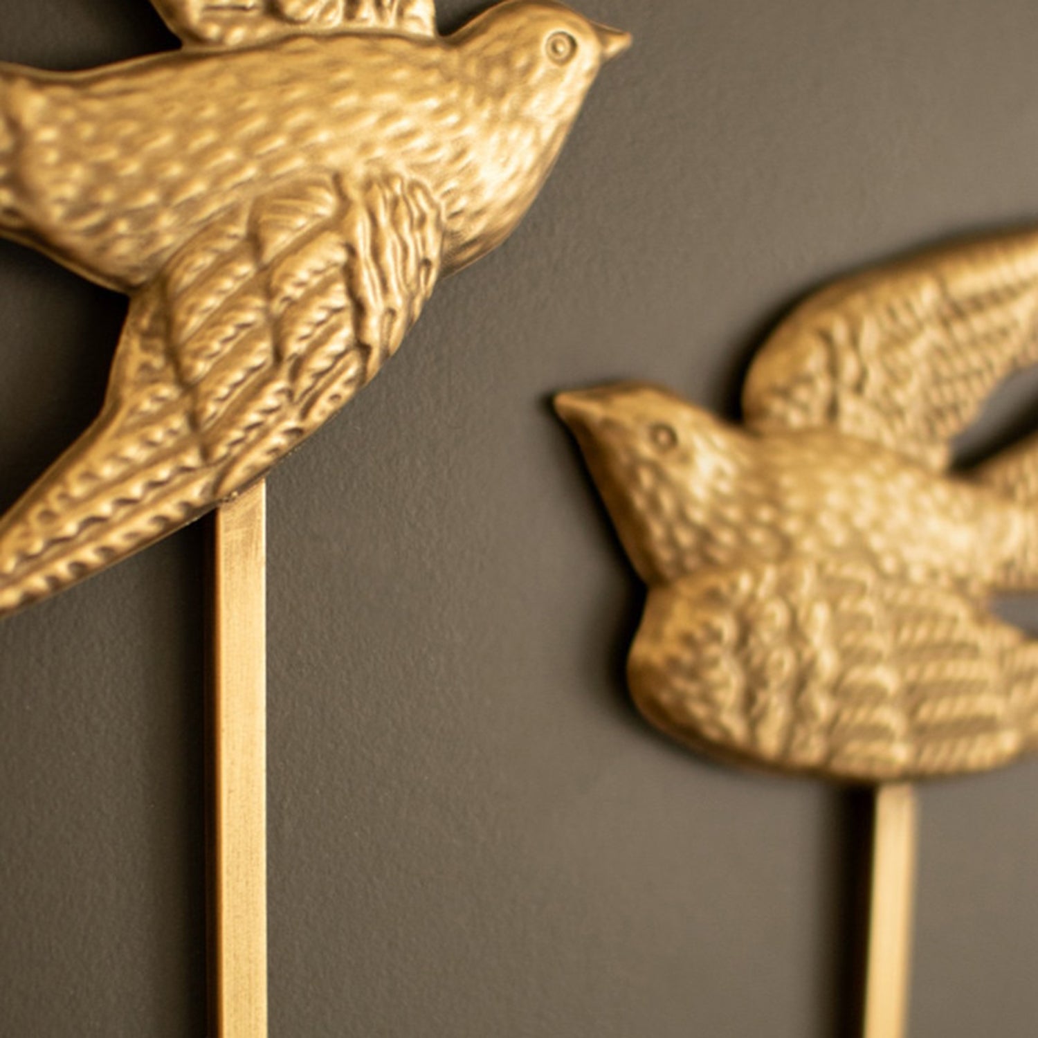Antique Gold Metal Birds Taper Candle Wall Sconce Set of 2