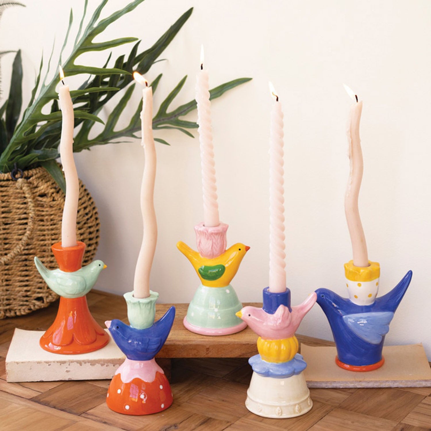Bird Taper Candle Holder Set of 5