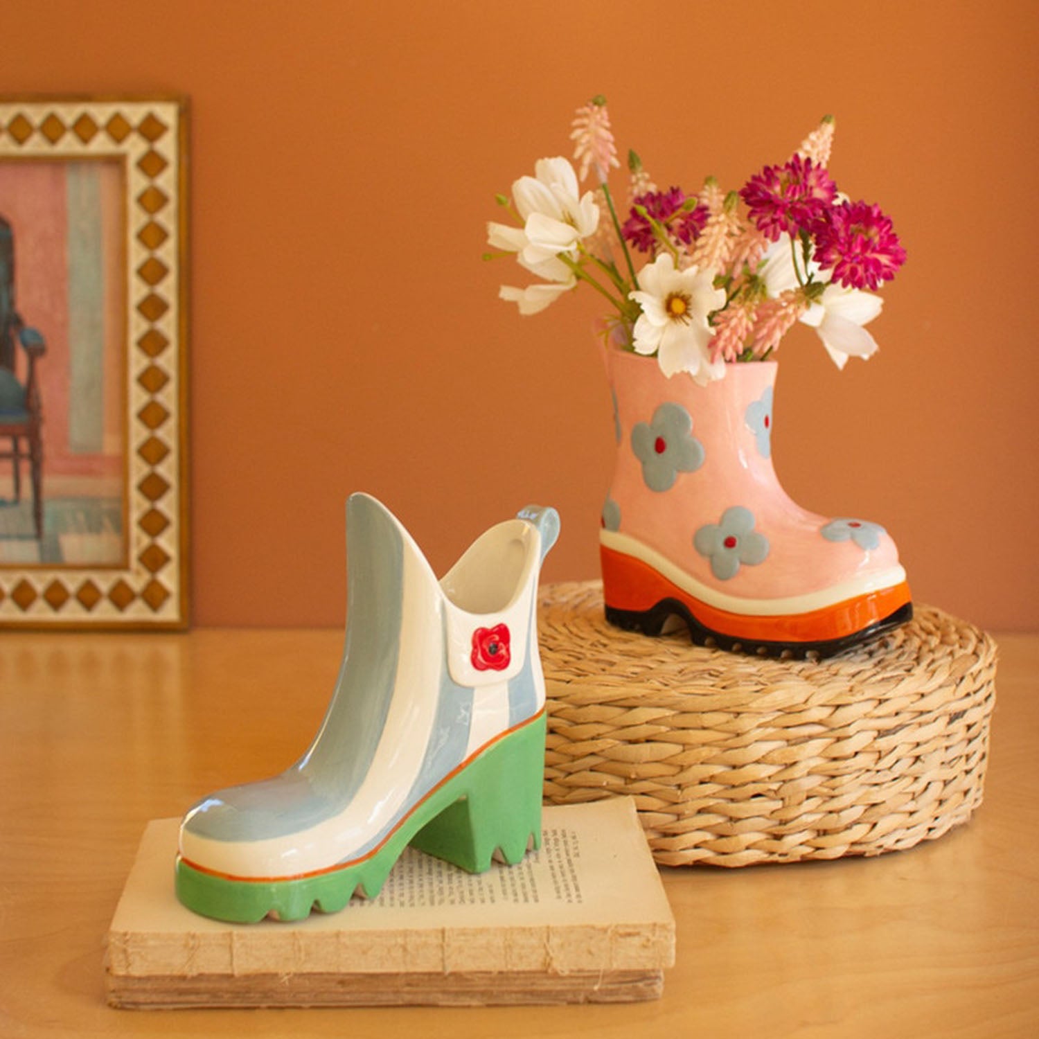 Rubber Boot Vase Set of 2