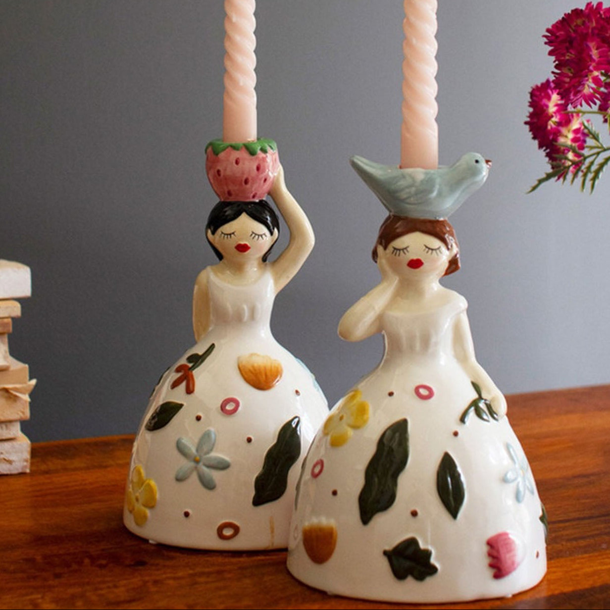 Girl Taper Candle Holder Set of 2