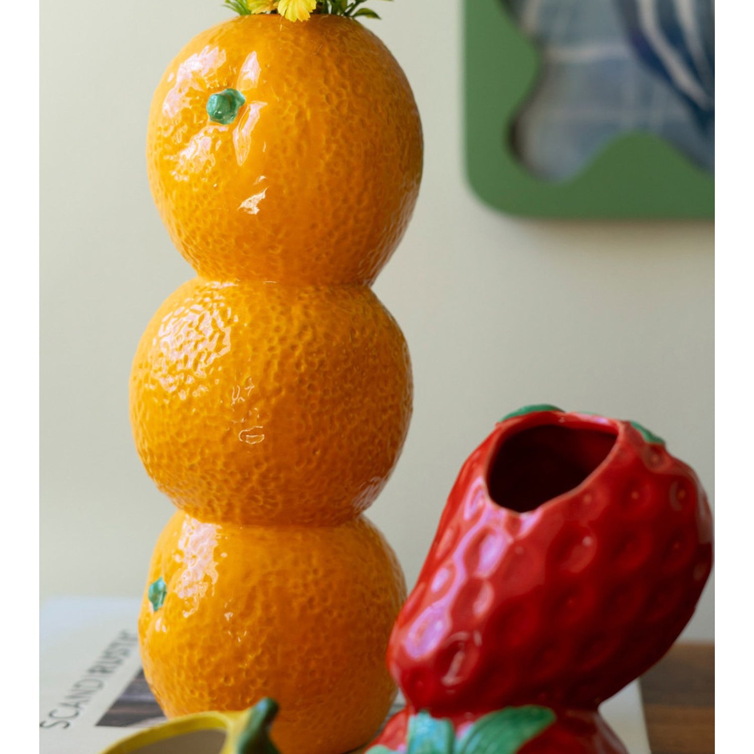 Fruit Ceramic Bud Vase Set of 3