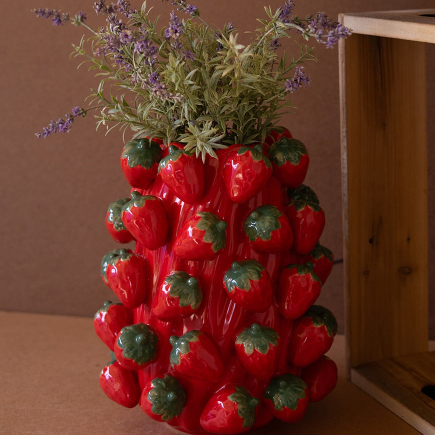 Strawberries Ceramic Vase