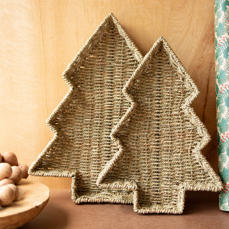 Seagrass Christmas Tree Basket Set of 2