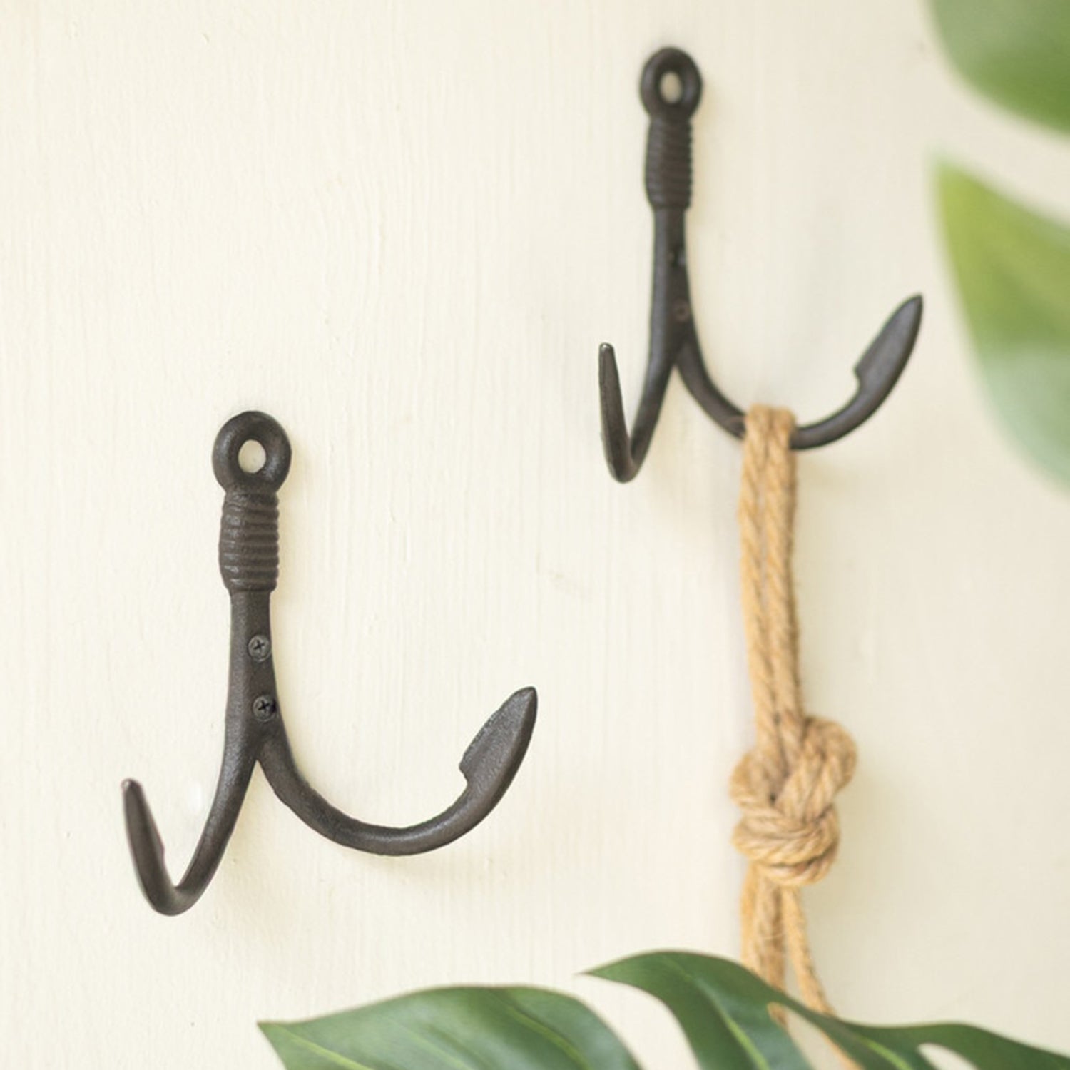 Cast Iron Fishing Hook Hanger Set of 6