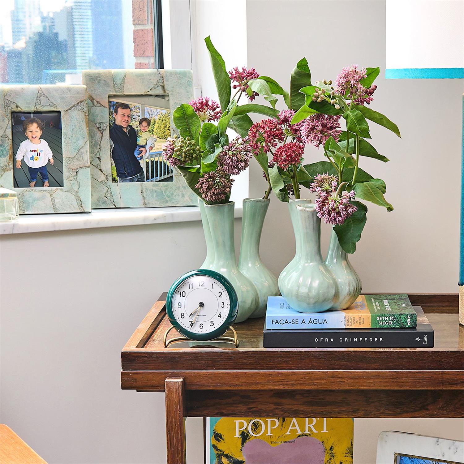 Celadon 3 Stem Vase Set of 2