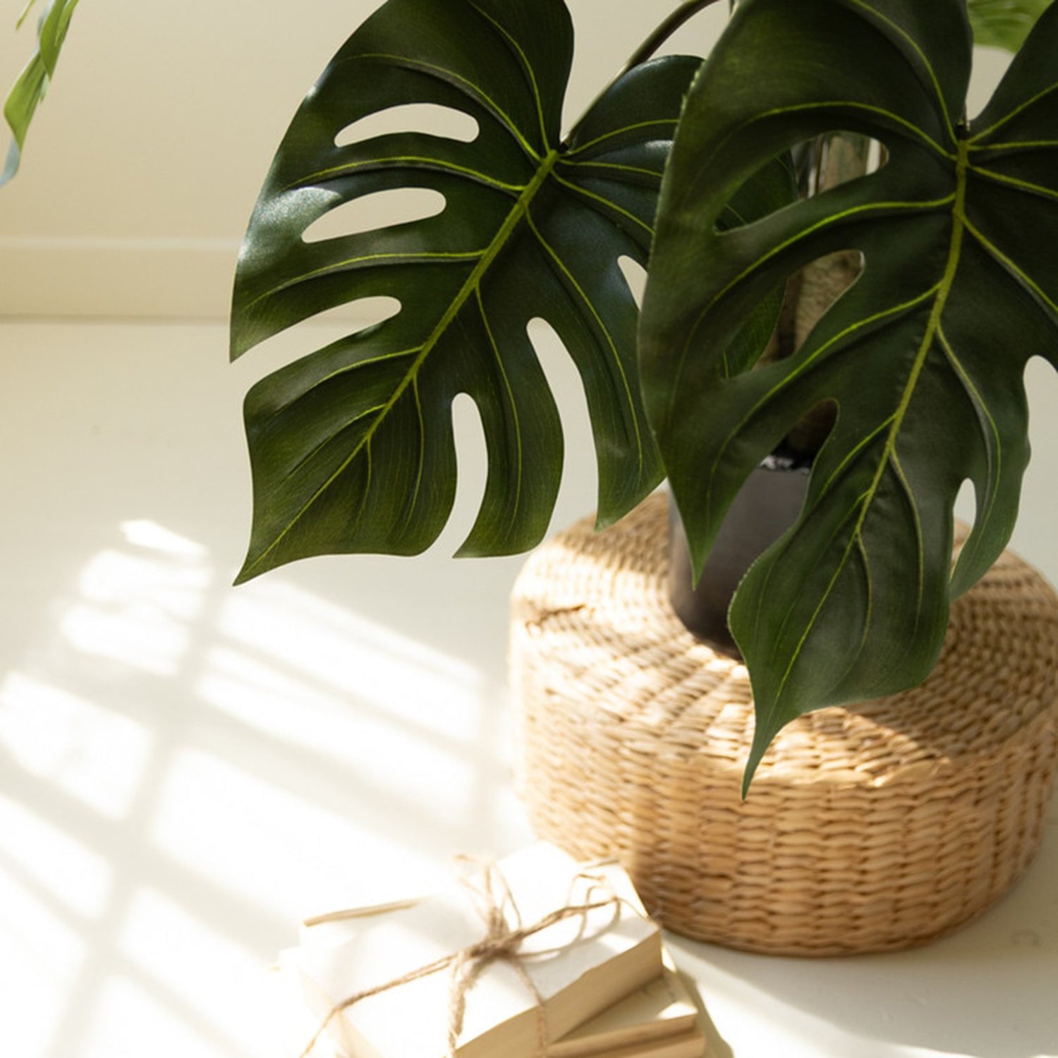 Artificial Potted Grand Monstera Tree in a Black Plastic Pot