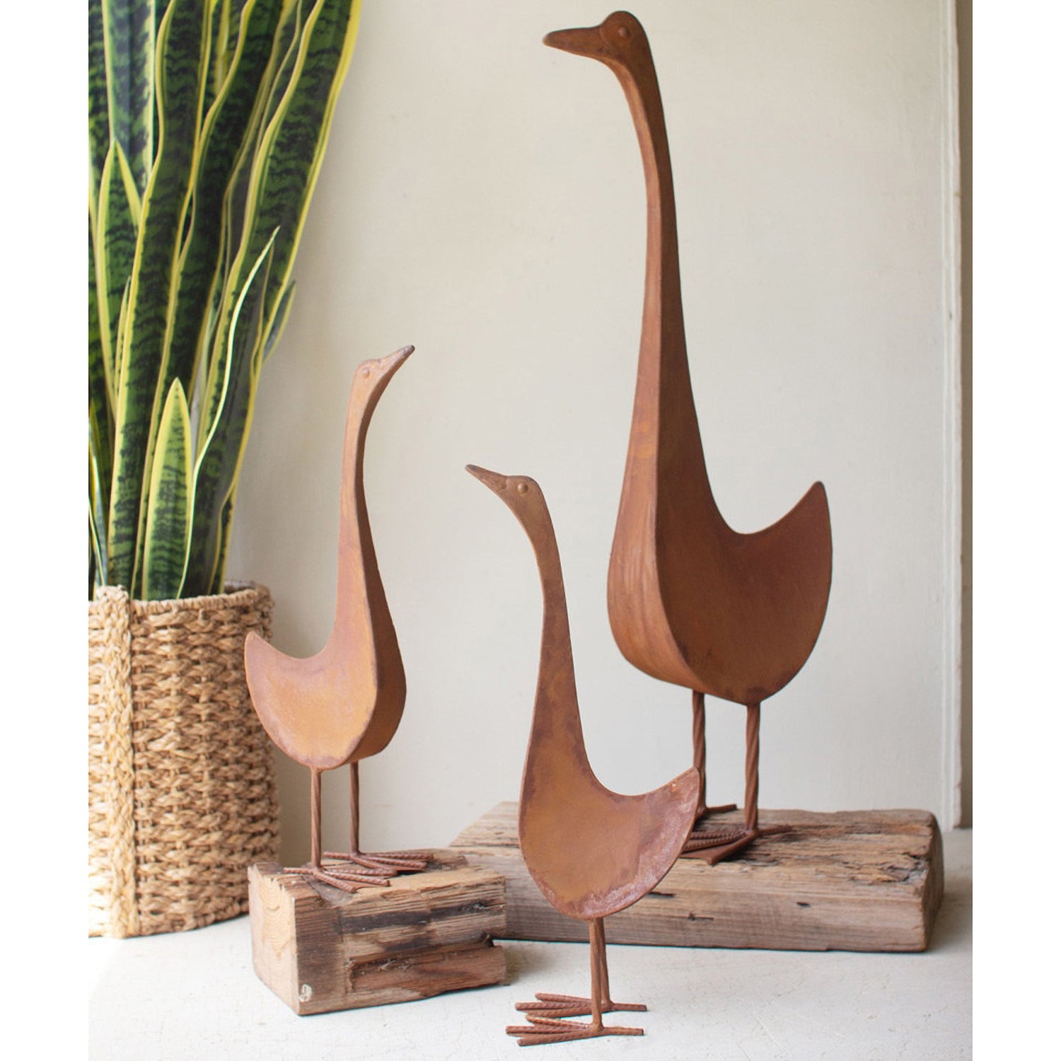 Rustic Metal Geese Set of 3