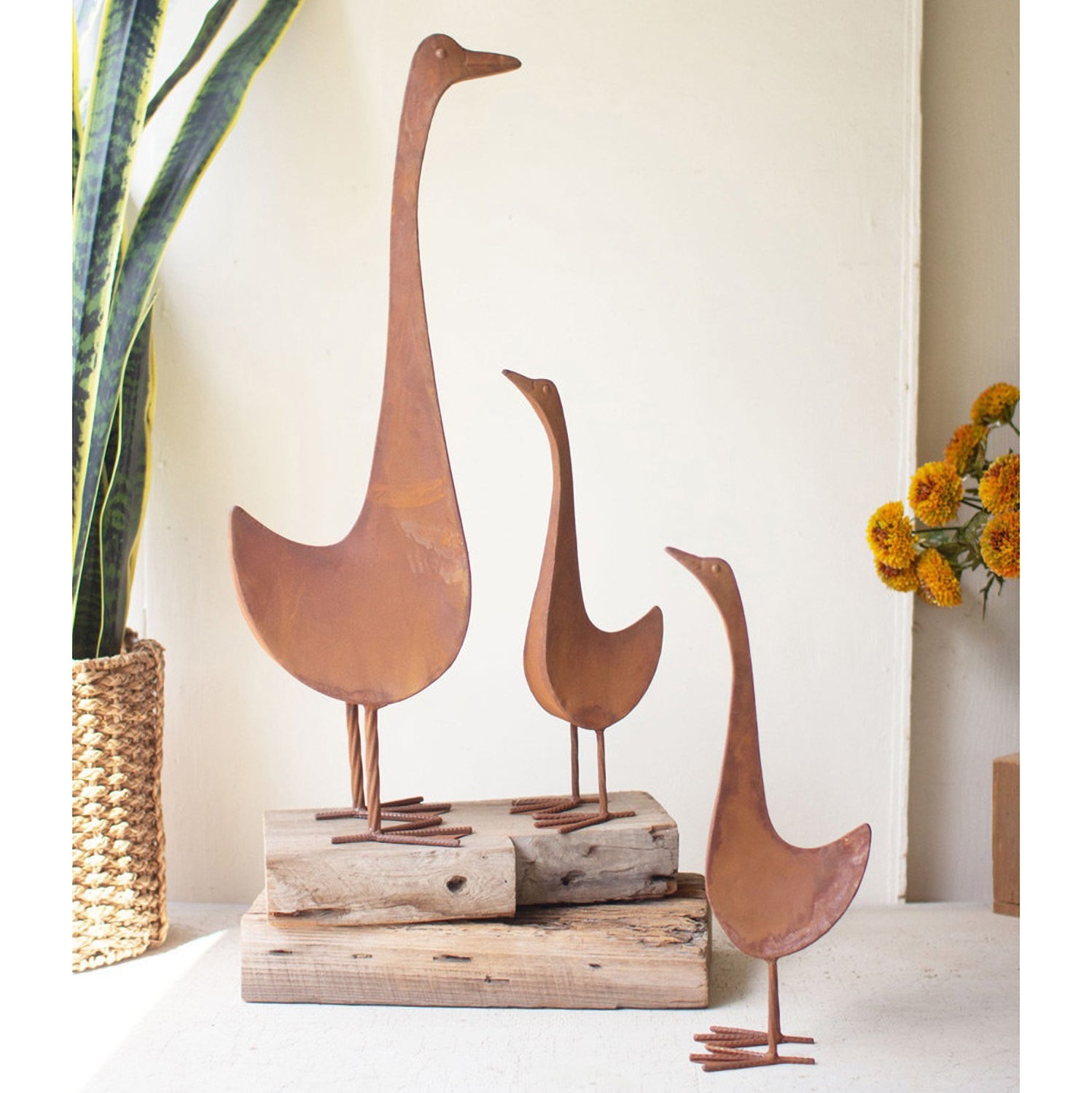 Rustic Metal Geese Set of 3