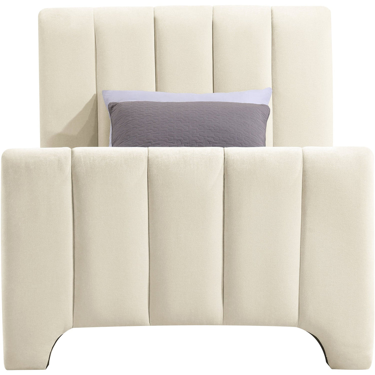 Camila Beige Chenille Fabric Upholstered Bed