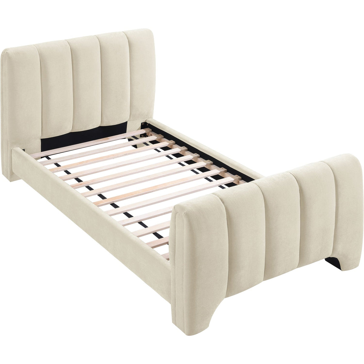 Camila Beige Chenille Fabric Upholstered Bed