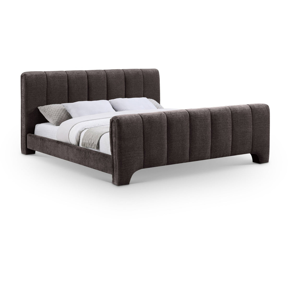 Camila Brown Chenille Fabric Upholstered Bed