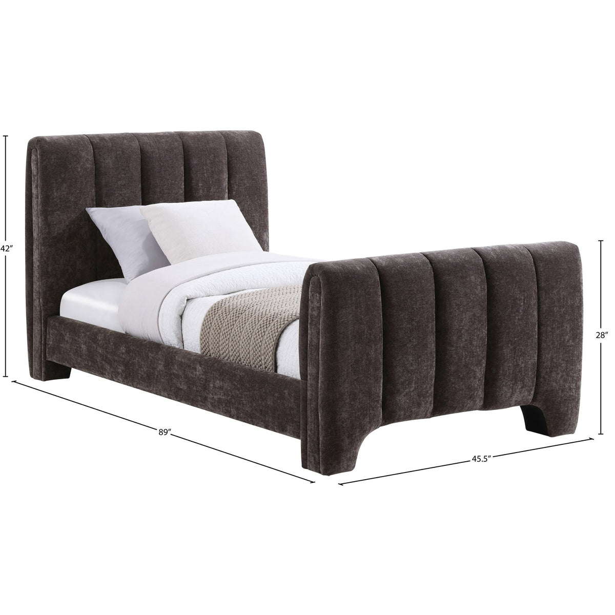 Camila Brown Chenille Fabric Upholstered Bed