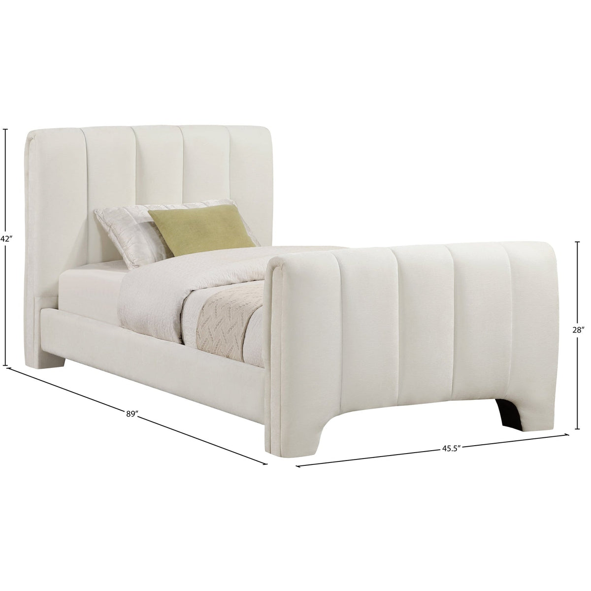 Camila Cream Chenille Fabric Upholstered Bed