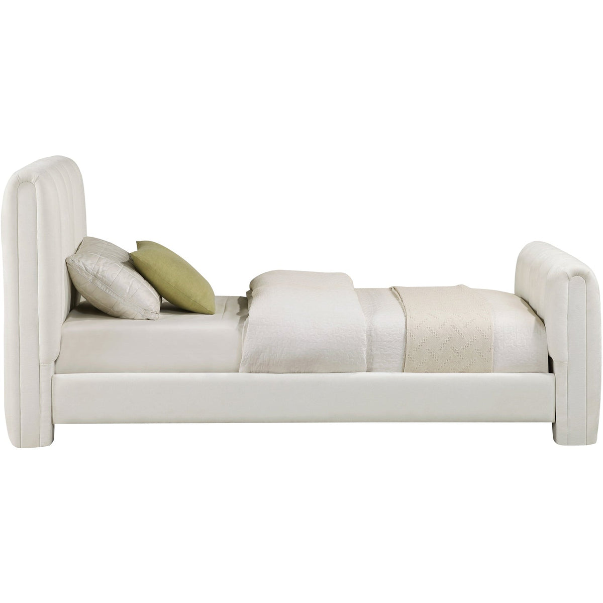 Camila Cream Chenille Fabric Upholstered Bed