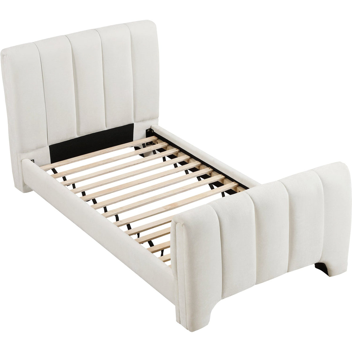 Camila Cream Chenille Fabric Upholstered Bed