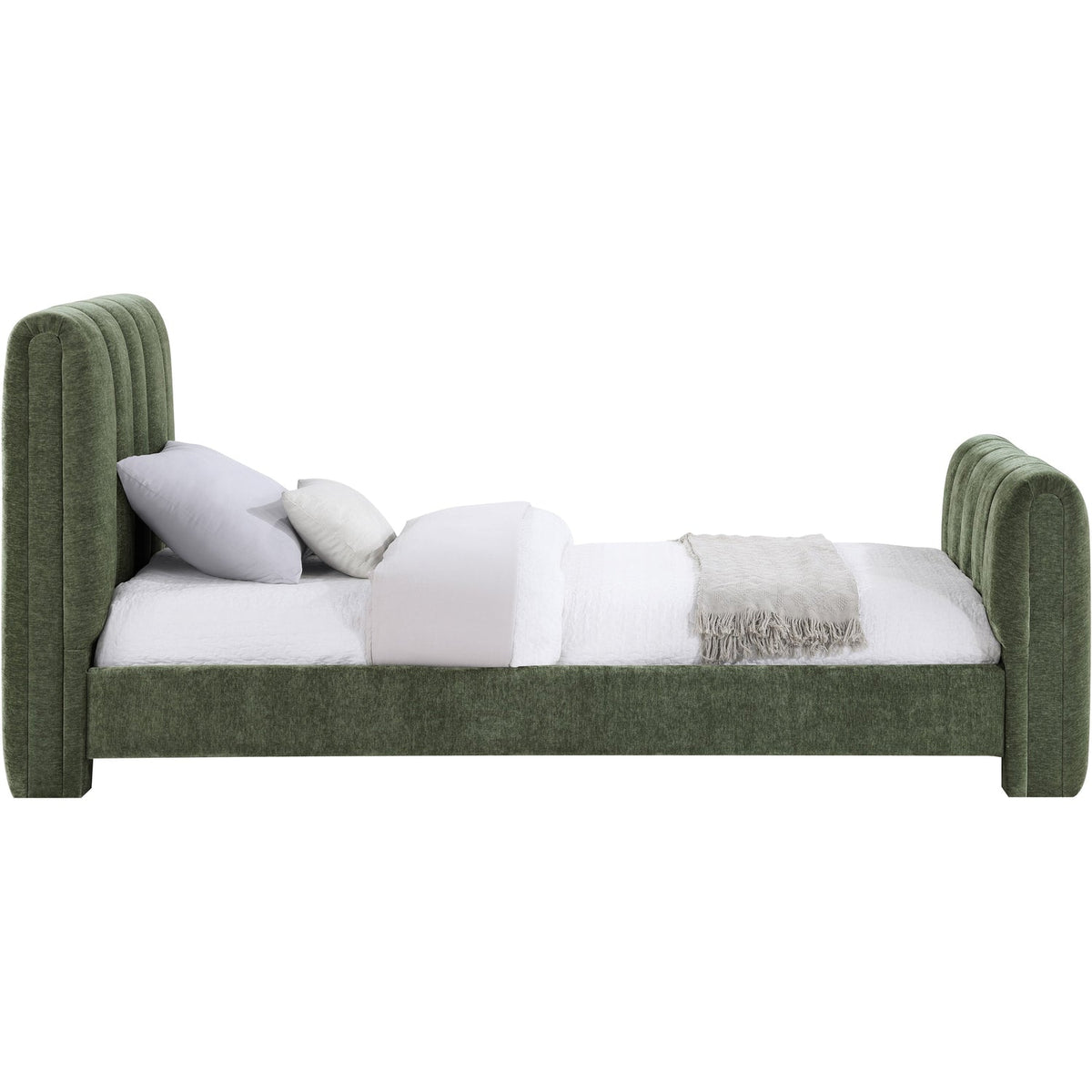 Camila Green Chenille Fabric Upholstered Bed